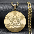 Halskette mit Metatron-Würfel-Anhänger für Männer oder Frauen gold