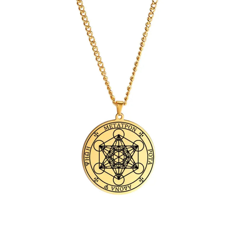 Halskette mit Metatron Würfel Anhänger gold