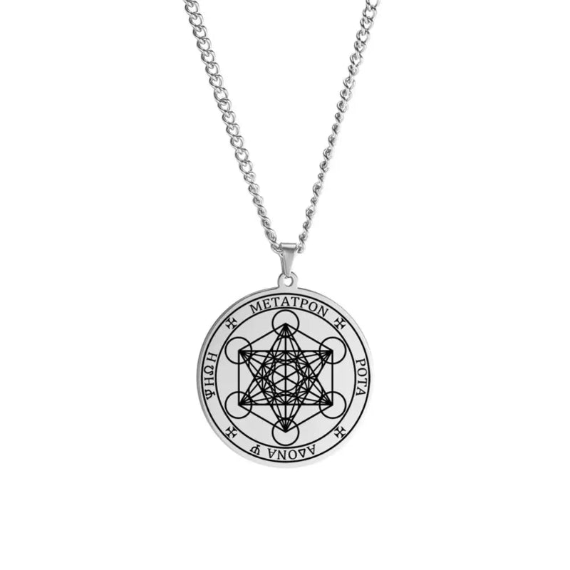 Halskette mit Metatron Würfel Anhänger silber