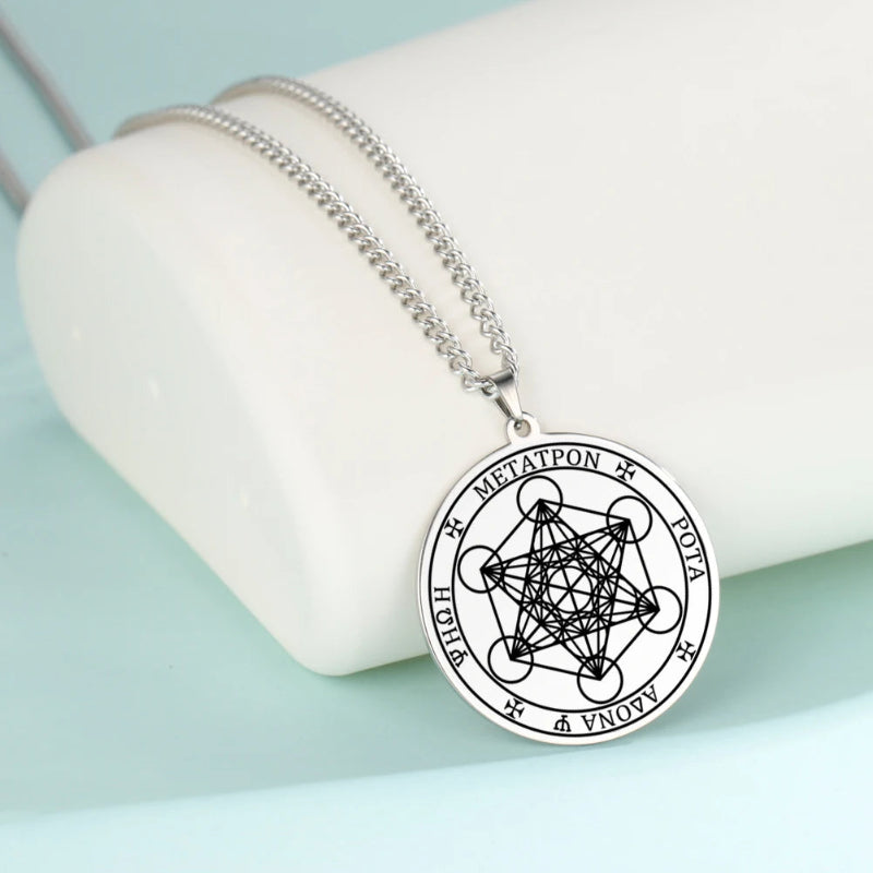 Halskette mit Metatron Würfel Anhänger silber