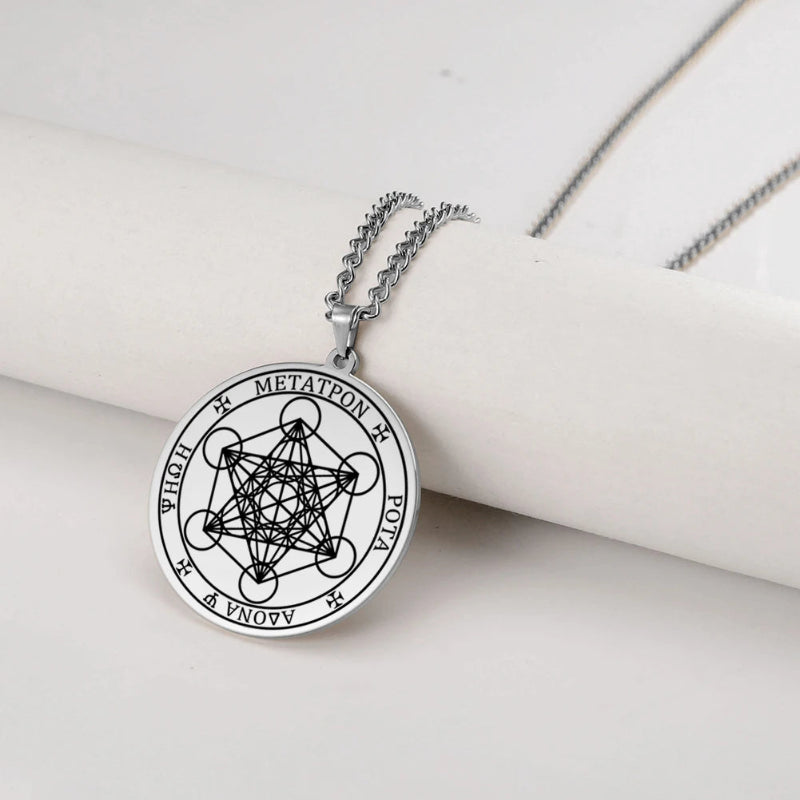 Halskette mit Metatron Würfel Anhänger silber