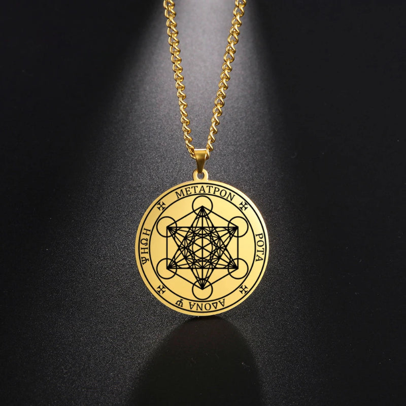 Halskette mit Metatron Würfel Anhänger gold