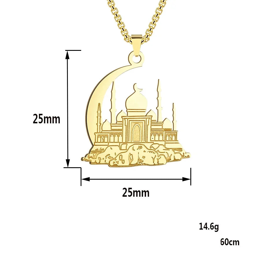 Halskette mit Anhänger einer Moschee auf arabischem Mondsichel 