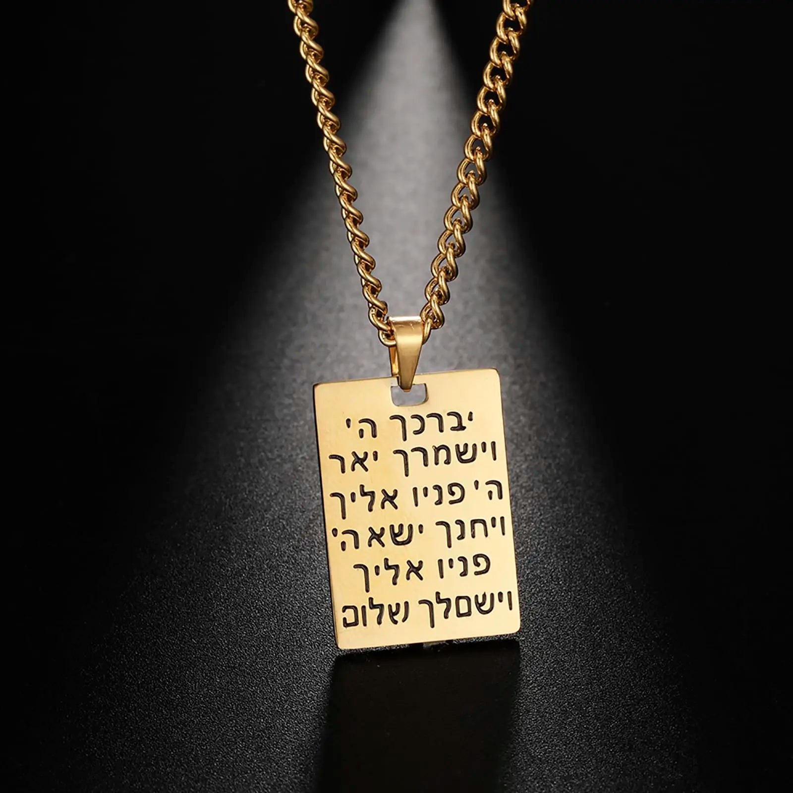 Unisex-Halskette mit Segensanhänger und hebräischem jüdischem Yeshua-Symbol in Gold