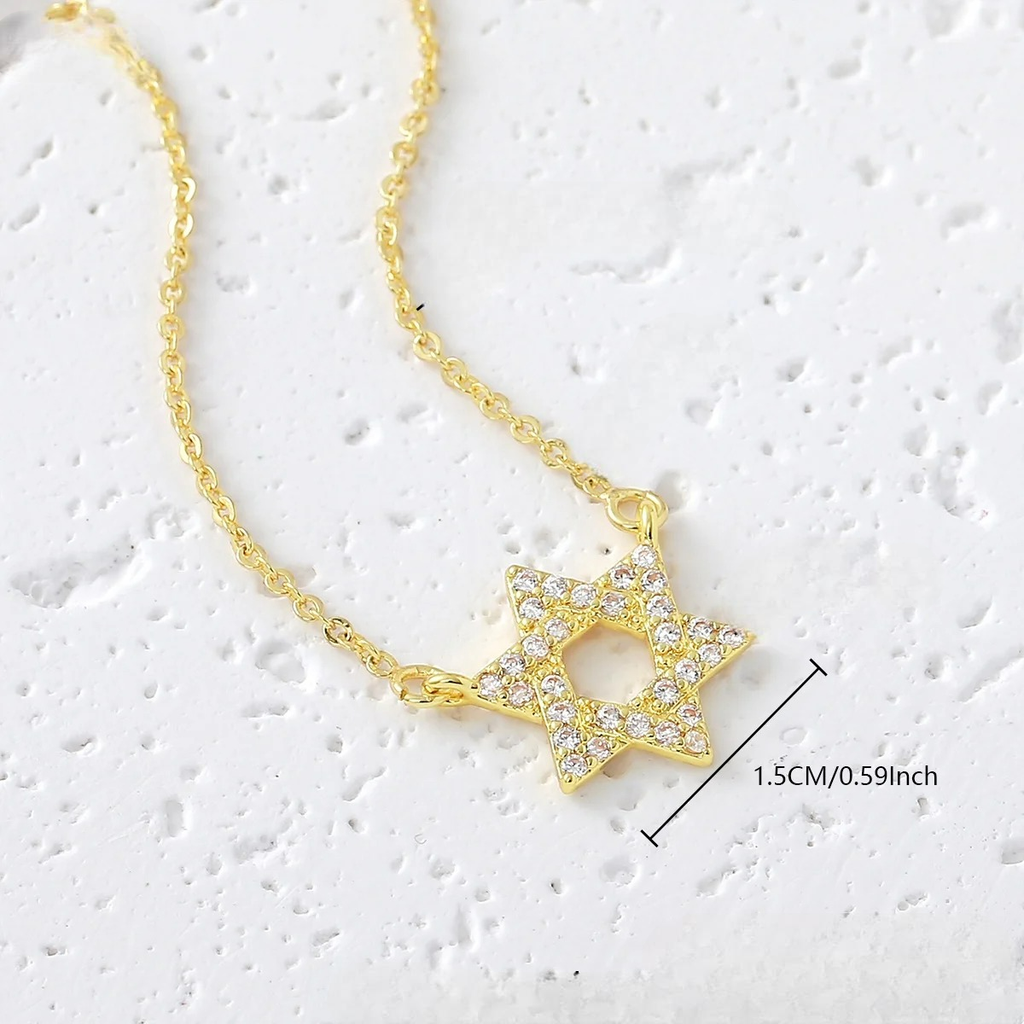 Halskette mit Anhänger des <span data-glossary-id="etoile-de-david">Davidsterns</span> aus Strass, jüdisches Symbol