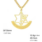 Halskette mit Anhänger des Davidsterns und symbolischer jüdischer Lilienblume in Gold