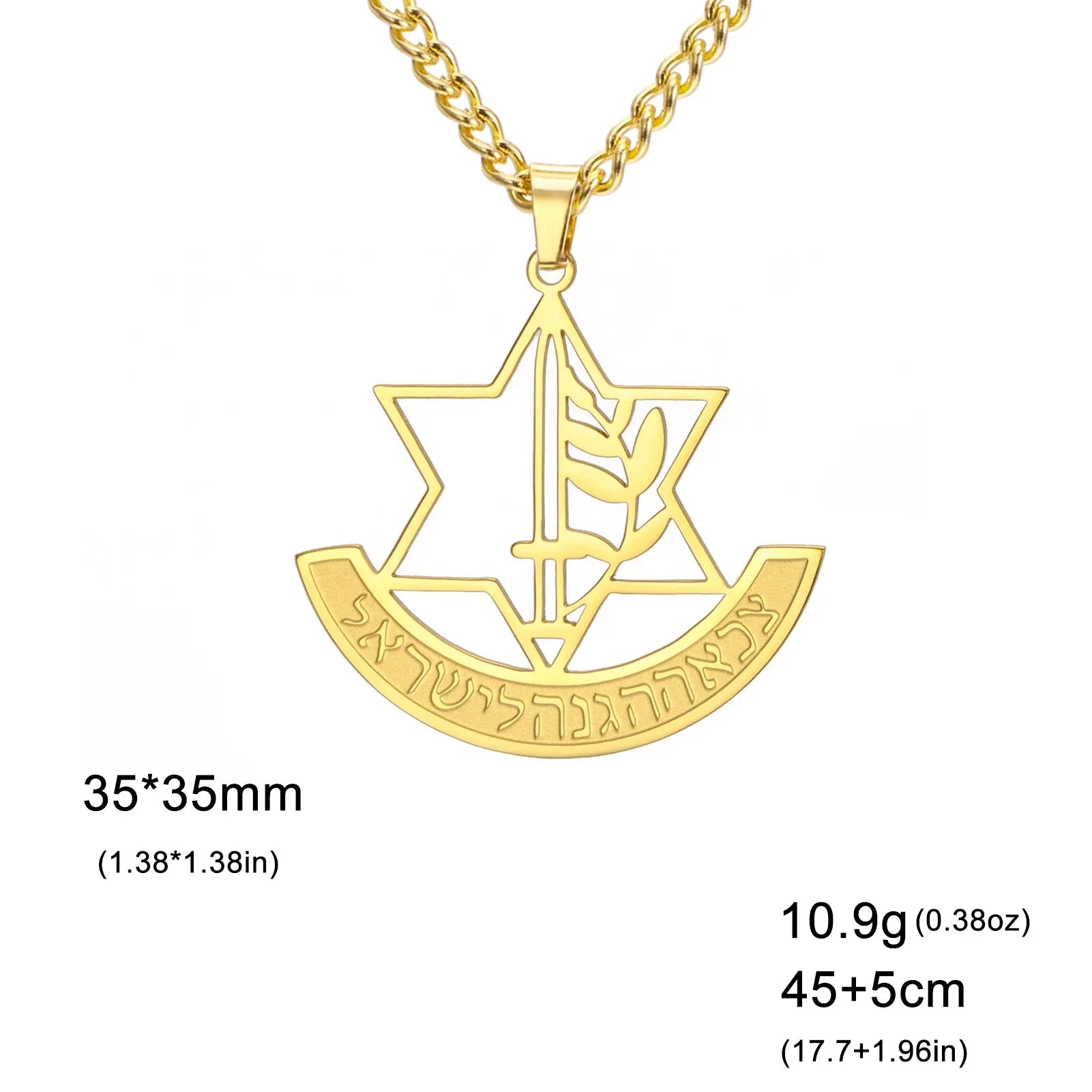 Halskette mit Anhänger des Davidsterns und symbolischer jüdischer Lilienblume in Gold