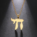 Halskette mit Anhänger des hebräischen Buchstabens Chai, Symbol des jüdischen Lebens, Gold