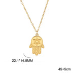 Halskette mit Schutzanhänger <span data-glossary-id="etoile-de-david">Davidstern</span> und <span data-glossary-id="main-de-fatma">Fatma-Hand</span> jüdisch Gold