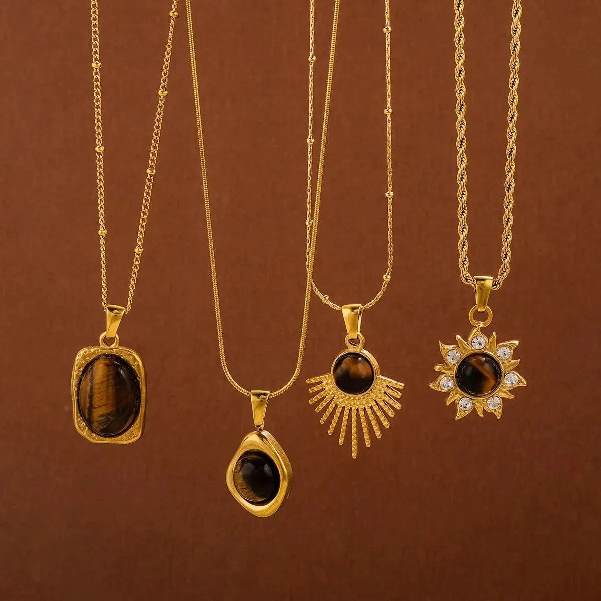 Halskette mit Tigerauge Schutzanhänger für Damen D