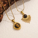 Halskette mit Tigerauge Schutzanhänger für Damen A