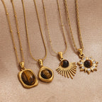 Halskette mit Tigerauge Schutzanhänger für Damen B