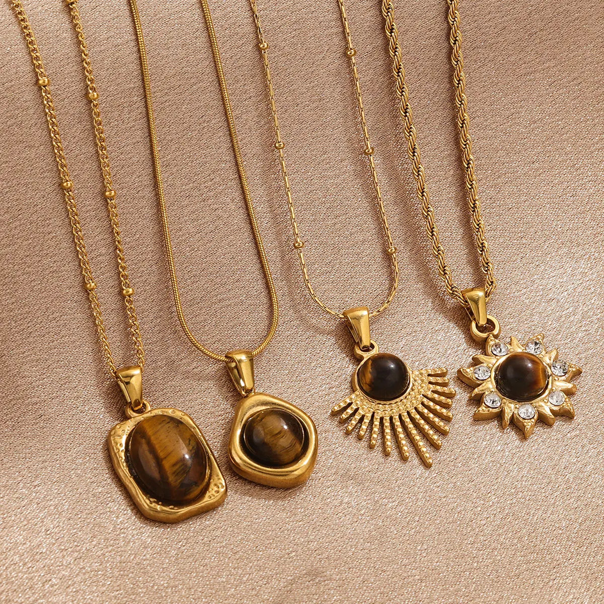 Halskette mit Tigerauge Schutzanhänger für Damen B