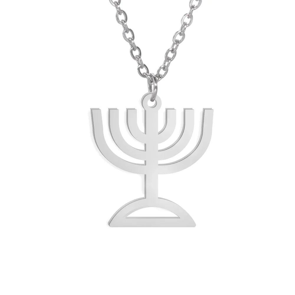 Halskette mit Anhänger des Symbols der jüdischen Identität Menora Silber