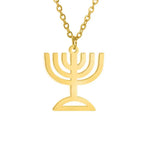 Halskette mit Anhänger des Symbols der jüdischen Identität Menora Gold