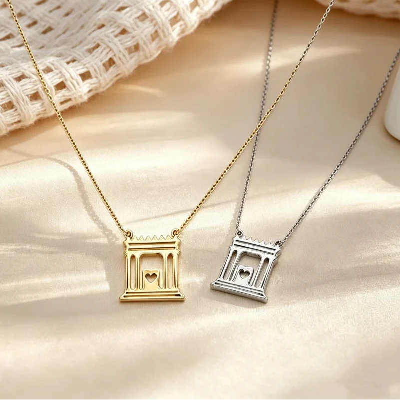 Halskette mit Anhänger des heiligen Tempels von Jerusalem "Der Beit Hamikdash" jüdisch Gold