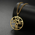 Halskette mit Anhänger in hebräischen Buchstaben, Chai und dem Davidstern, jüdische Symbole Gold