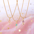 Halskette mit Tulpenblumen-Anhänger aus grünem Zirkon