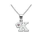 Halskette mit Initialen- und Blütenanhänger k