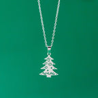 Halskette mit winterlichem Tannenbaum-Anhänger Silber