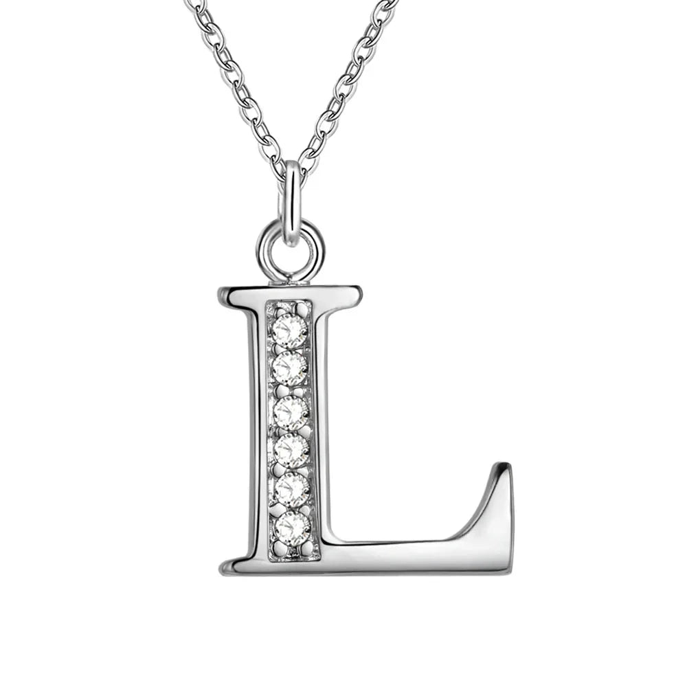 Lange Halskette mit Initialenanhänger l