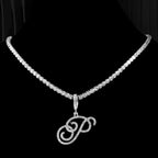 Choker mit Initialen-Anhänger und Strass p