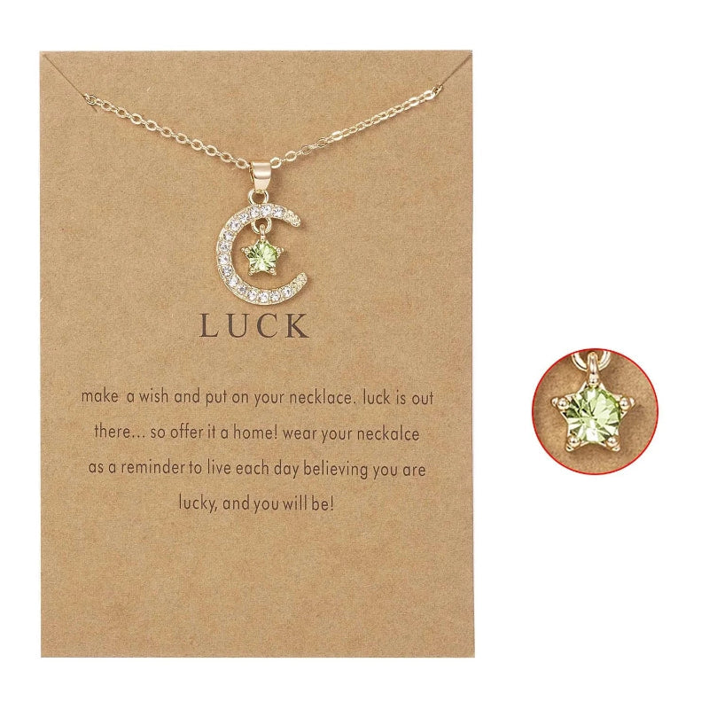 Halskette mit Mondanhänger aus Strass Geburtsstein