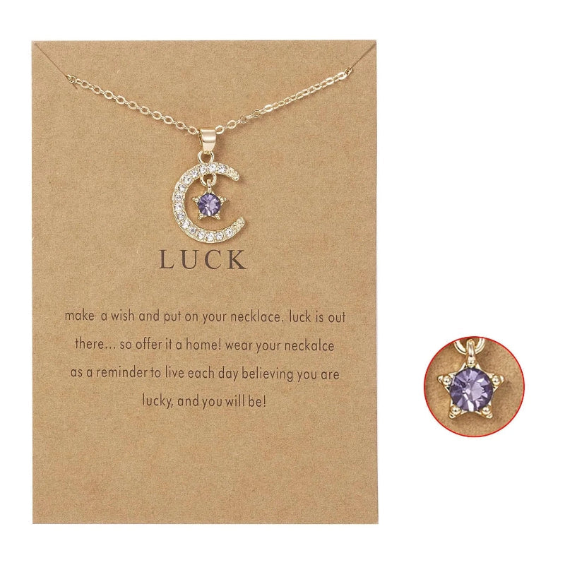 Halskette mit Mondanhänger aus Strass Geburtsstein