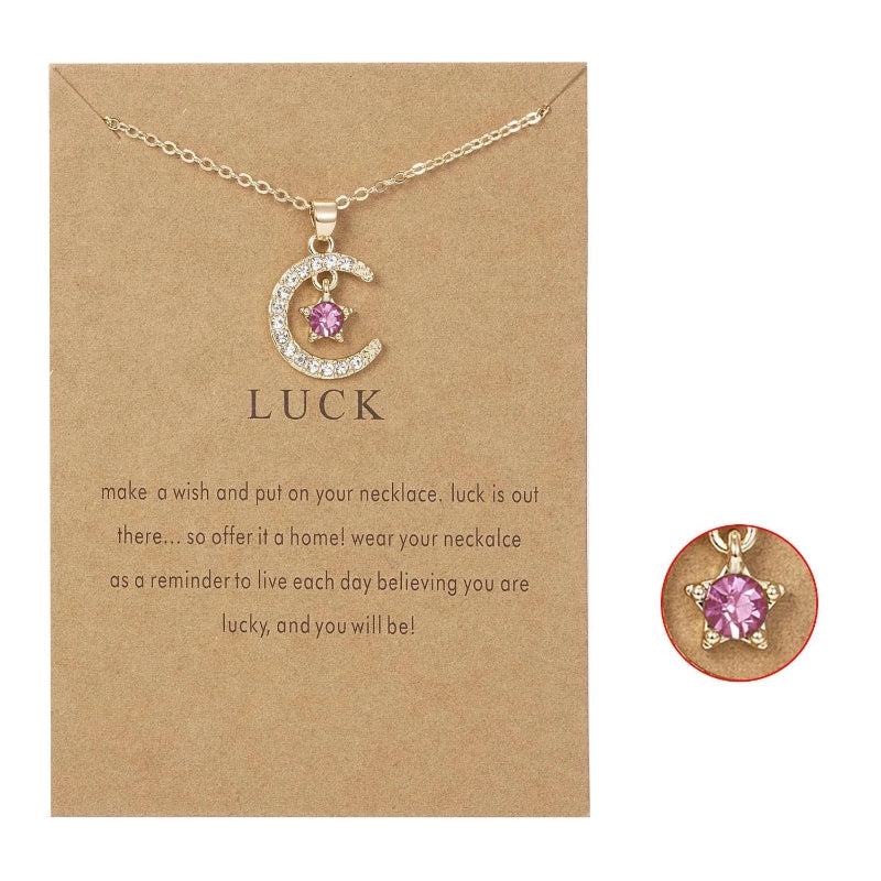 Halskette mit Mondanhänger aus Strass Geburtsstein