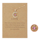 Halskette mit Mondanhänger aus Strass Geburtsstein