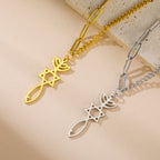 Halskette mit messianischem Menora-Anhänger und Davidstern in Gold