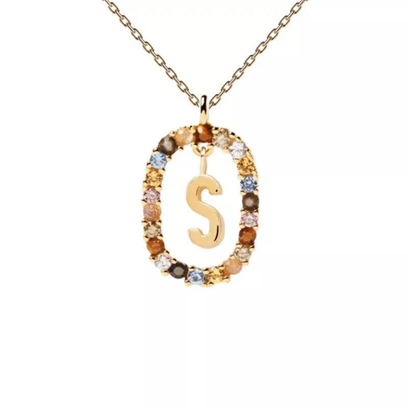 Halskette mit ovalem Initial-Anhänger s