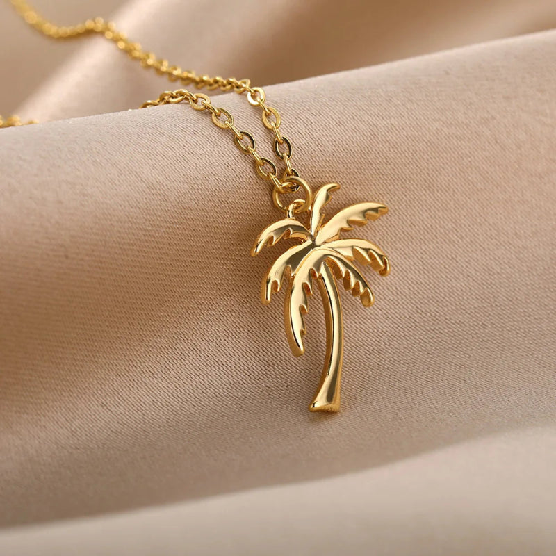 Halskette mit Palmenanhänger für Damen Gold