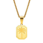 Halskette mit rechteckigem Palmenanhänger gold