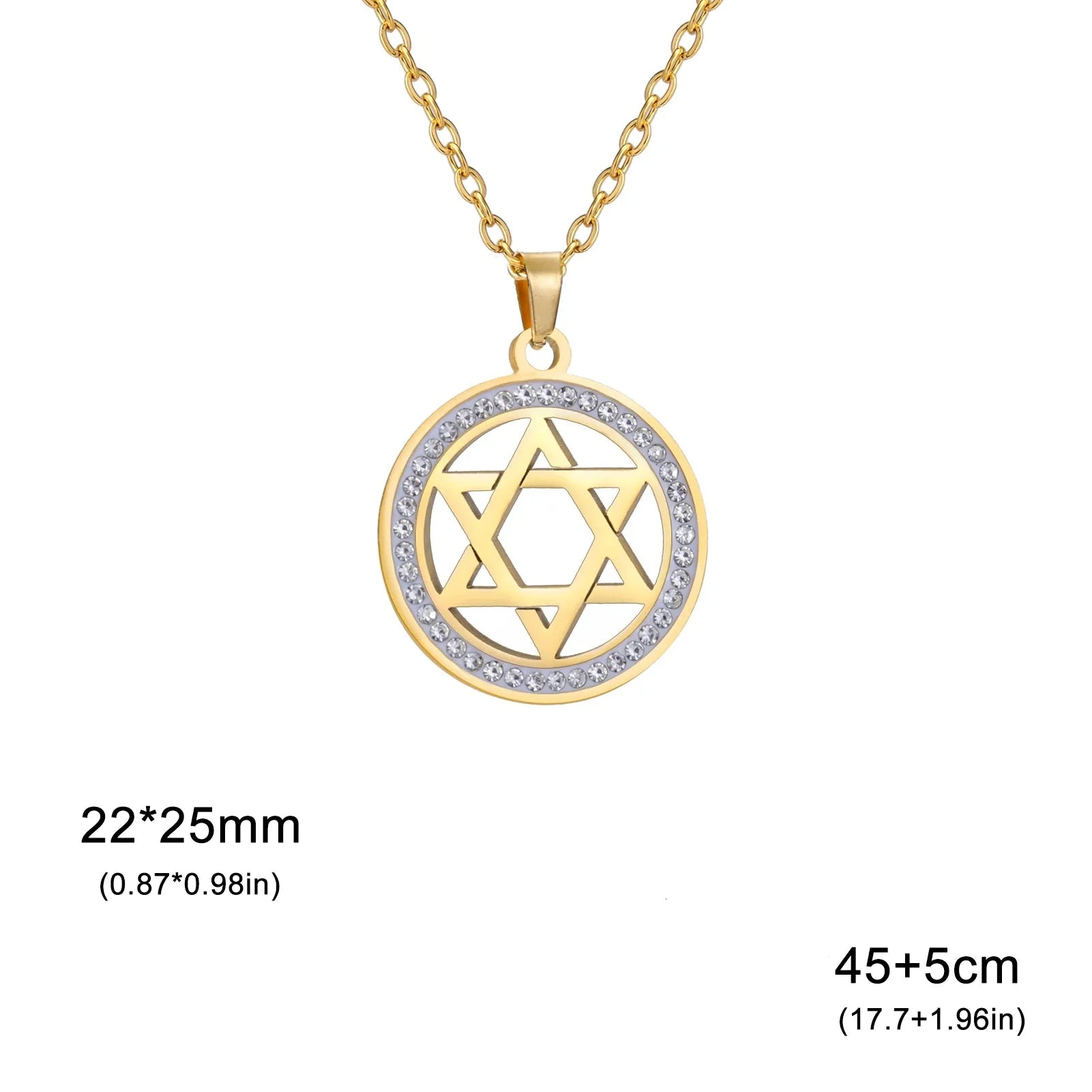 Halskette mit rundem Anhänger mit jüdischem Symbol Davidstern 