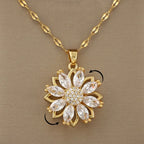 Halskette mit drehbarem Blumenanhänger Anti-Stress für Damen