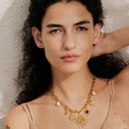 Halskette mit Sonne- und Mondanhänger für Damen