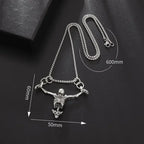 Collana con pendente scheletro e teschio sospeso