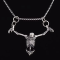 Collana con ciondolo scheletro e teschio pendente 