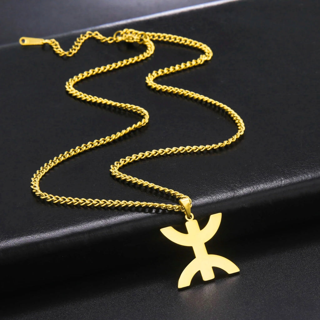 Halskette mit arabischem, symbolischem Berber-Anhänger "yaz" für Damen in Gold