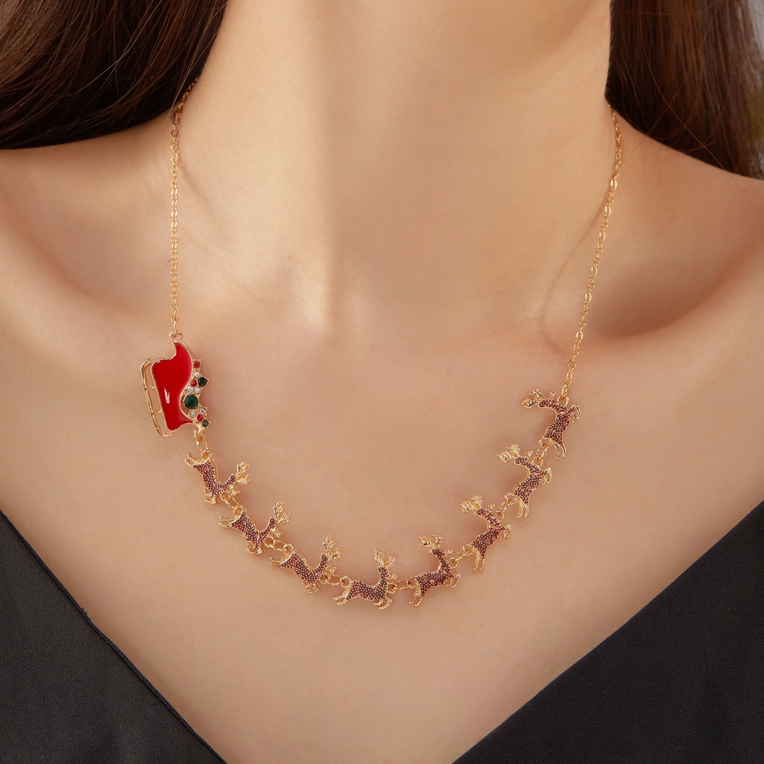 Halskette mit Weihnachtsanhänger Traîneau