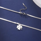Halskette mit Kleeblatt-Anhänger mit 4 Blättern Glücksbringer silber