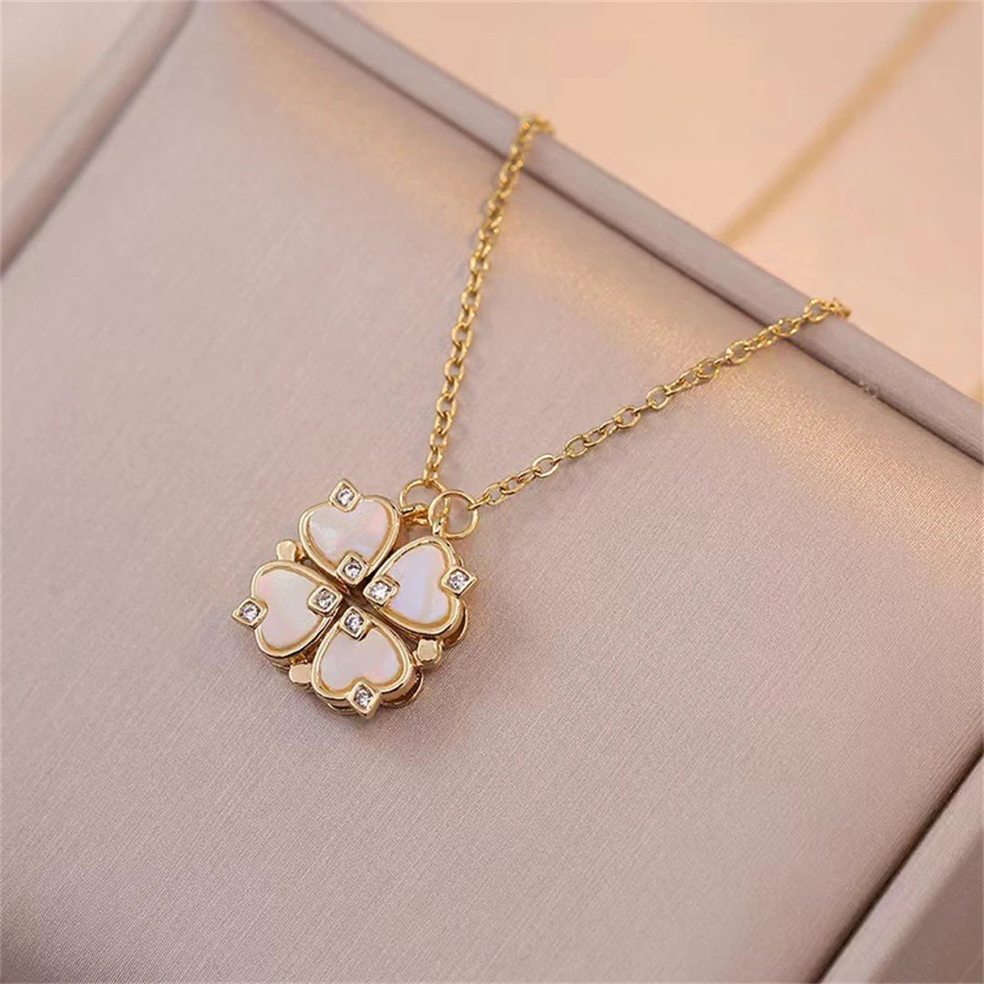 Halskette Choker mit Kleeblatt Anhänger 4 Blätter Glücksbringer Gold
