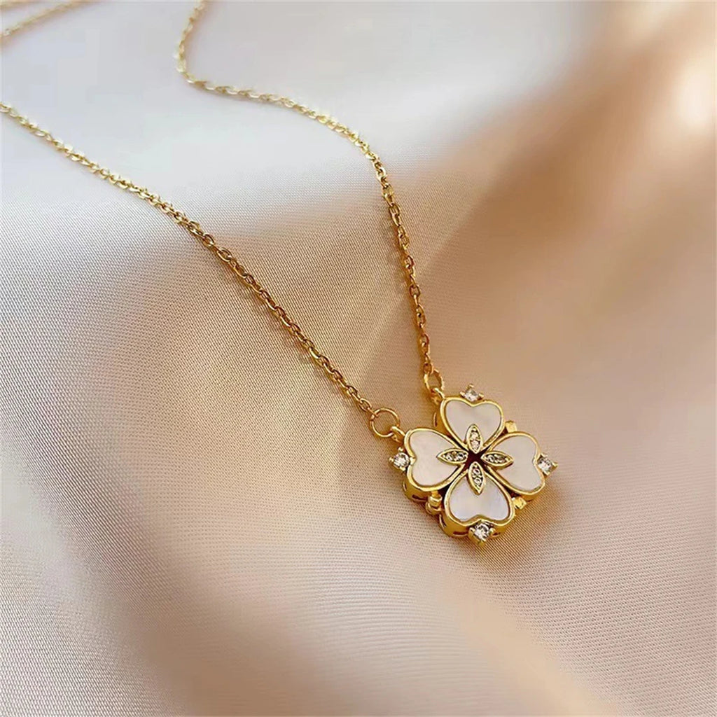 Halskette Choker mit Kleeblatt Anhänger 4 Blätter Glücksbringer Gold
