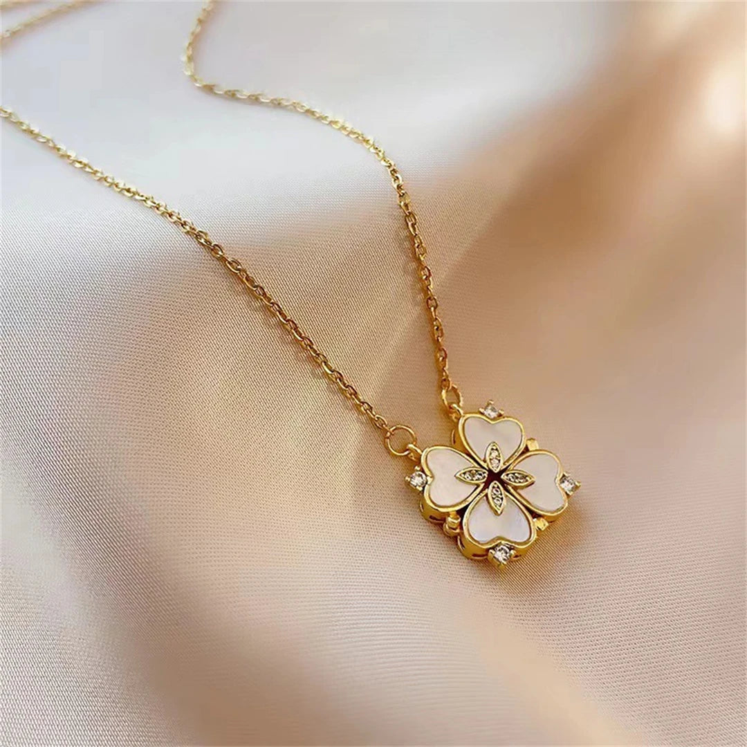 Halskette Choker mit Kleeblatt Anhänger 4 Blätter Glücksbringer Gold