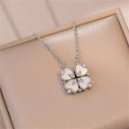 Halskette Choker mit Kleeblatt Anhänger 4 Blätter Glücksbringer Silber