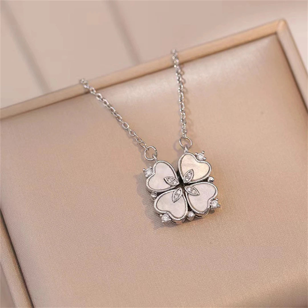 Halskette Choker mit Kleeblatt Anhänger 4 Blätter Glücksbringer Silber