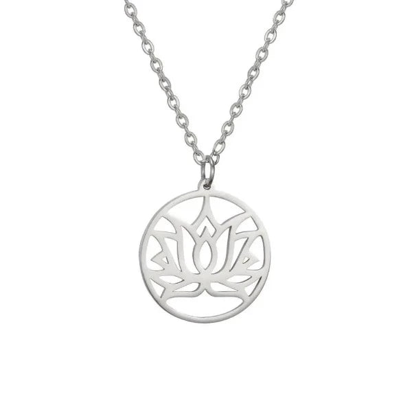 Buddhistische Halskette Lotusblume Silber