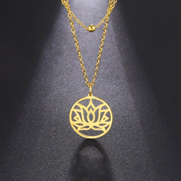Buddhistische Halskette Lotusblume Gold