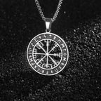 Vegvisir Kompass Halskette Wikinger Anhänger schwarz